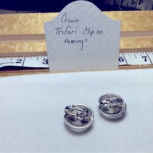 Vintage Crown Trifari silver tone earrings